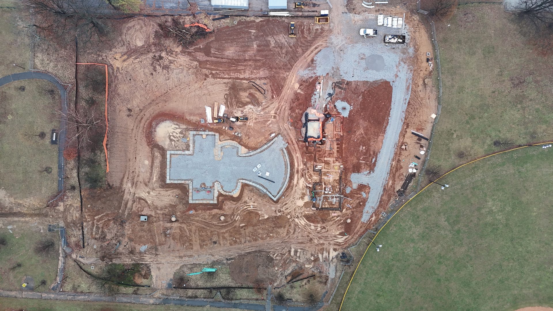 Pool shell formwork and rebar at Camp Taylor, January 2025