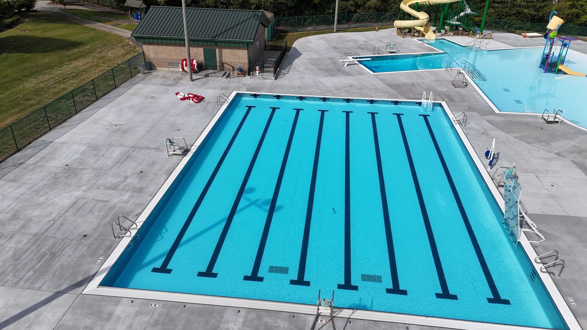 Aerial of the finished John W. Black Aquatic Center, 2 of 15